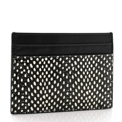 Saint Laurent Calfskin Lambskin Snakeskin Embossed Monogram Credit Card Case Black White 3 of 8