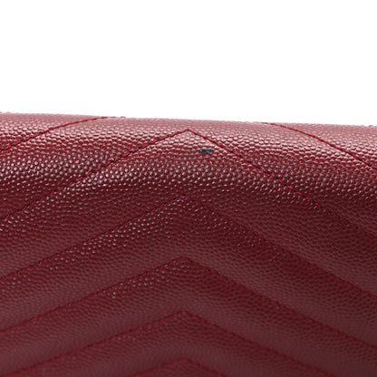 Saint Laurent Grain De Poudre Matelasse Chevron Monogram Envelope Chain Wallet New Red 11 of 11