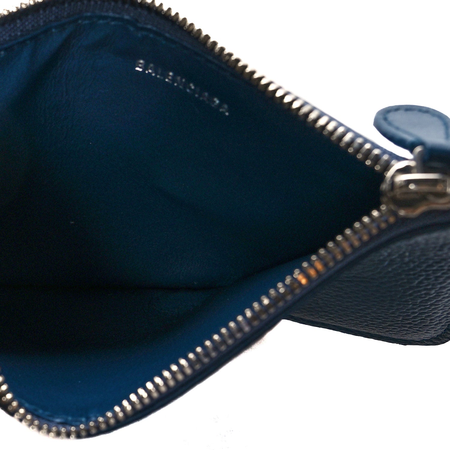 Balenciaga Grained Calfskin Logo Large Cash Long Coin Card Holder Petrol Blue White 5 of 8
