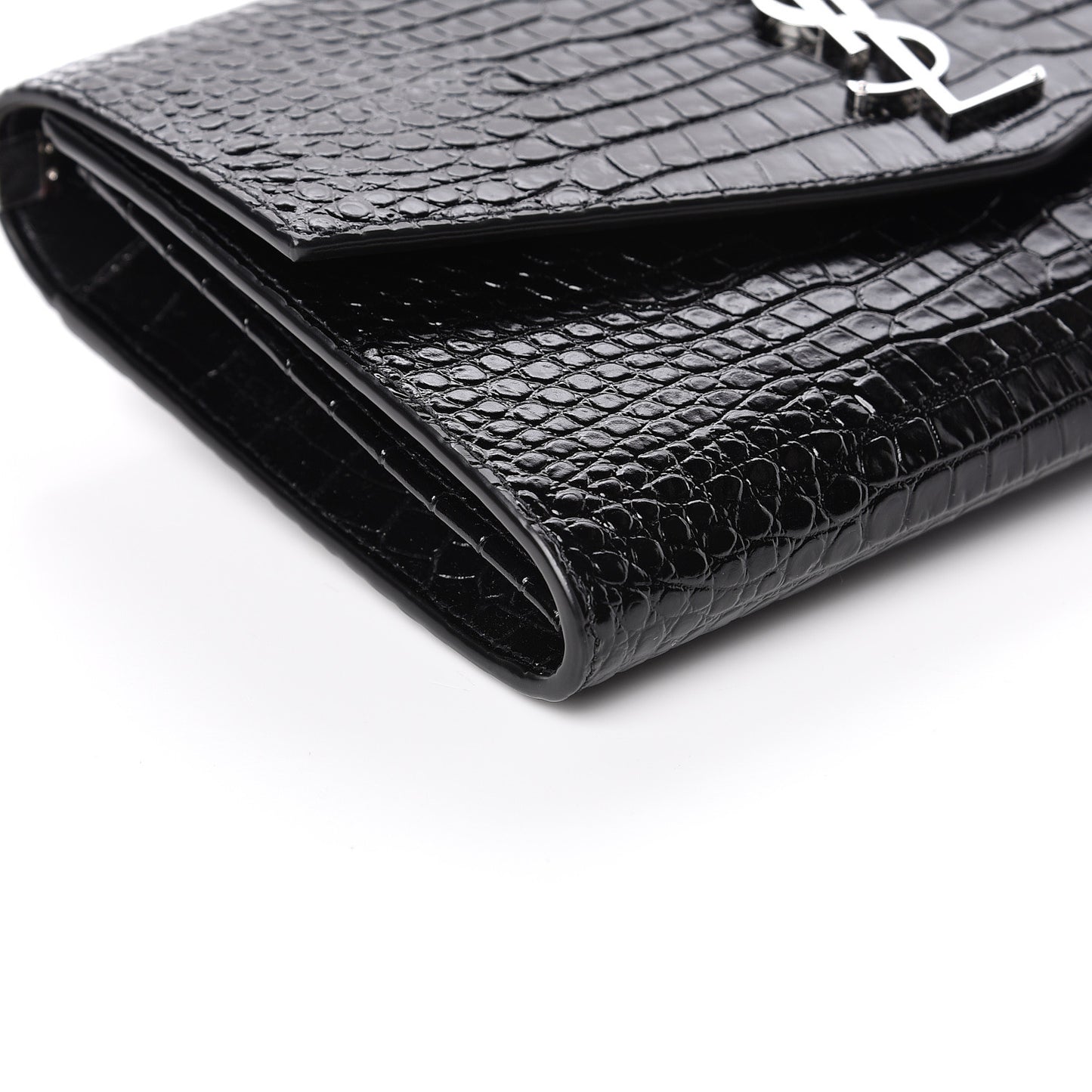 Calfskin Crocodile Embossed Monogram Uptown Crossbody Black