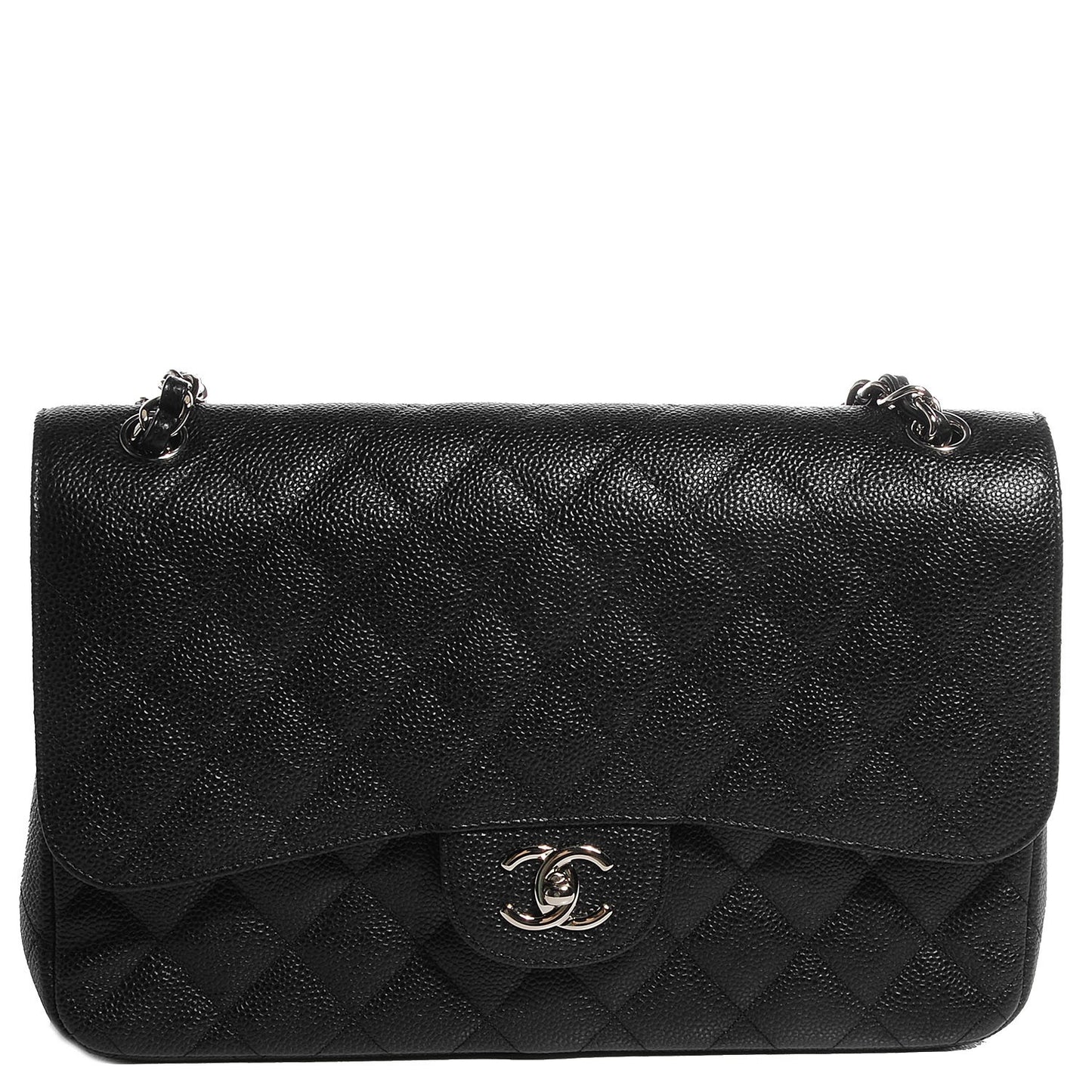 Caviar Quilted Jumbo Double Flap Black