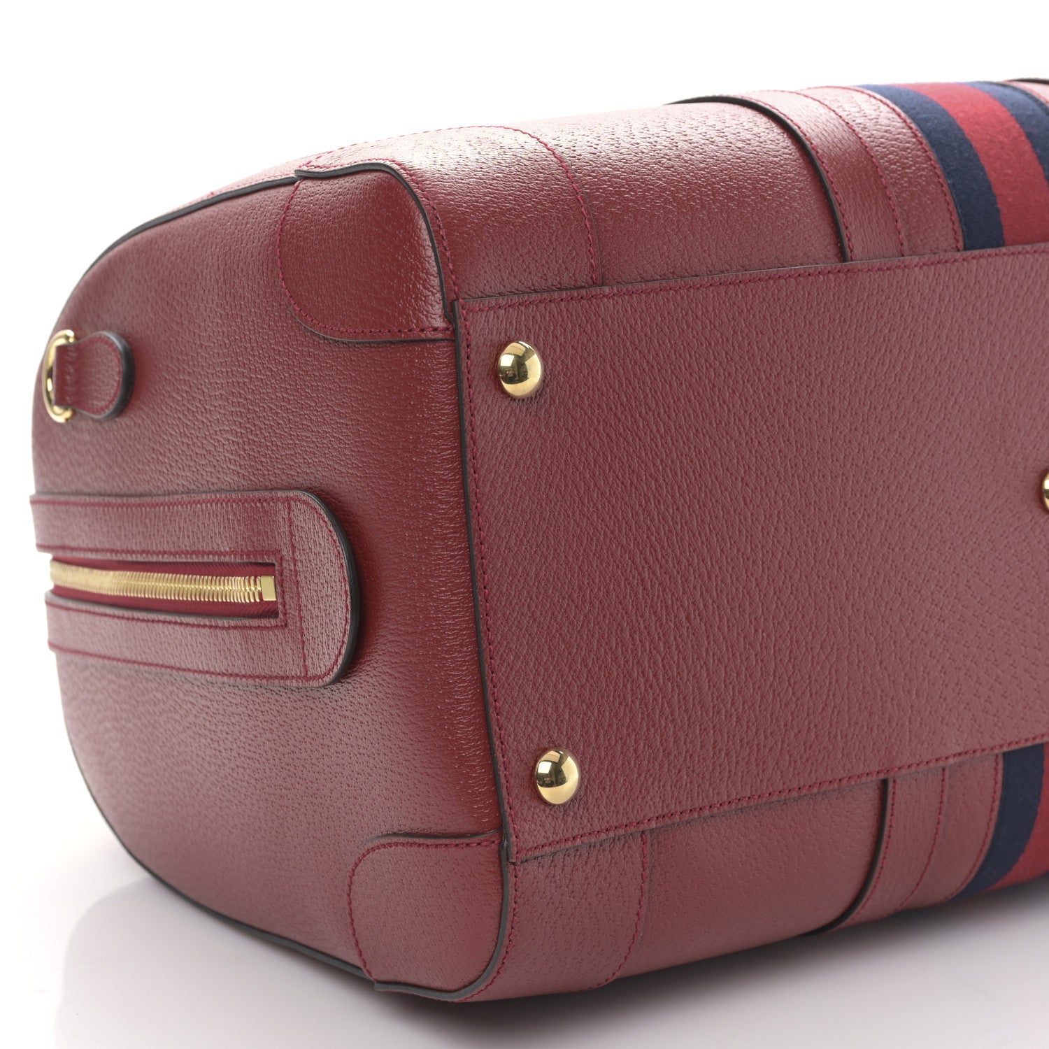 Gucci Textured Dollar Calfskin Web Medium Savoy Duffle Bag Red 8 of 9