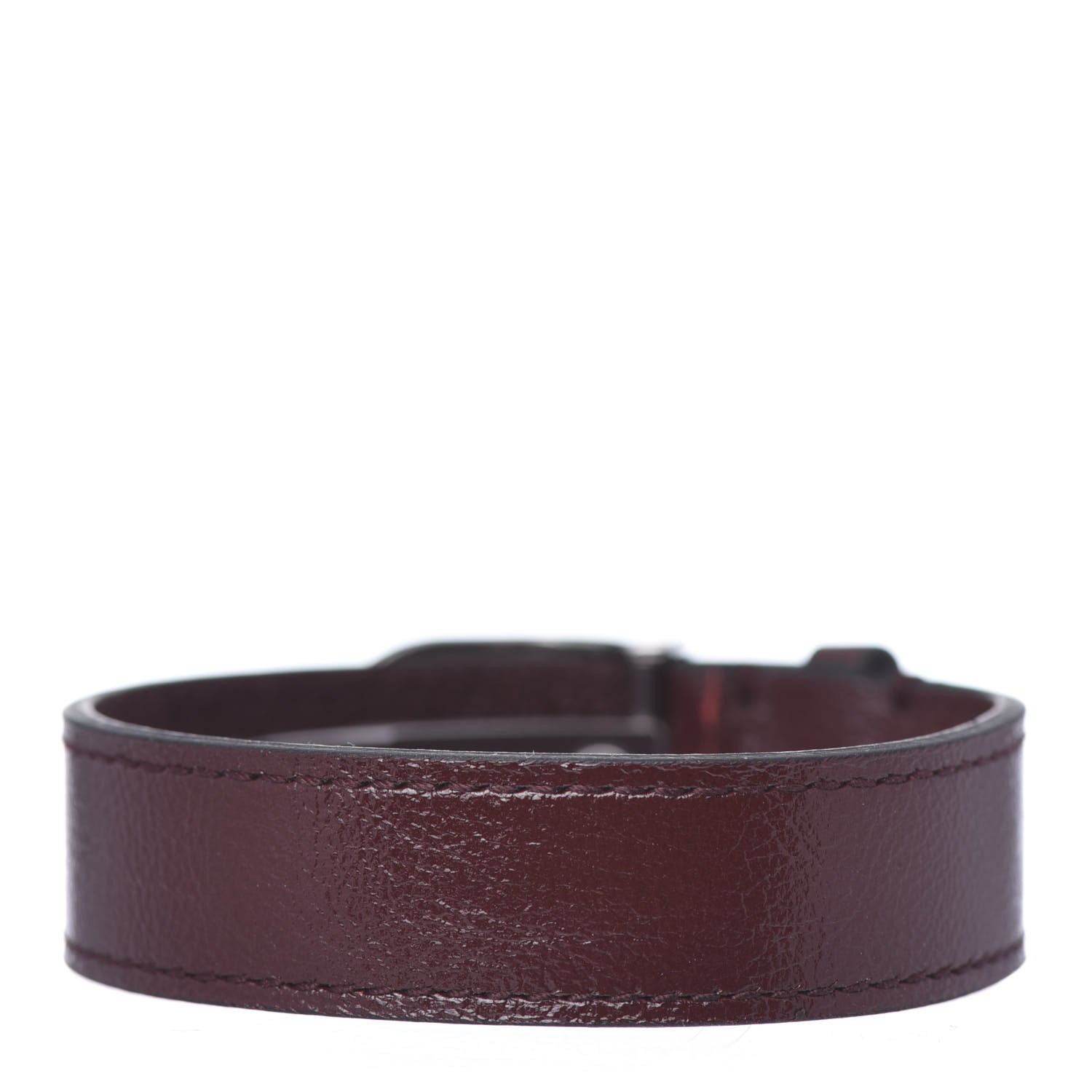 Gucci Stainless Steel 18K Yellow Gold Calfskin Interlocking Bracelet Bordeaux 3 of 6