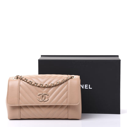 Chanel Calfskin Quilted Medium Daily Chevron Flap Beige 10 of 10