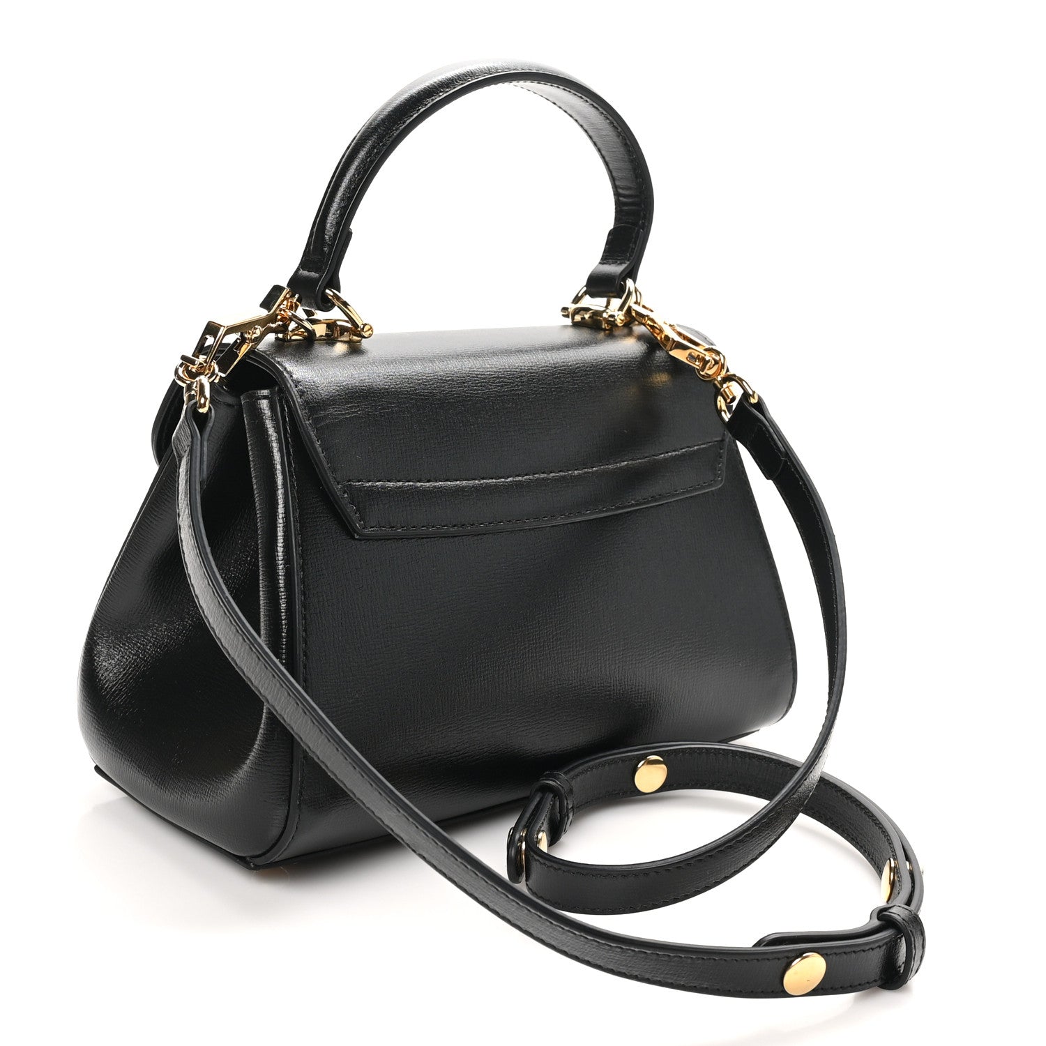 Gucci Glazed Textured Calfskin Mini Horsebit 1955 Top Handle Flap Bag Black 3 of 10