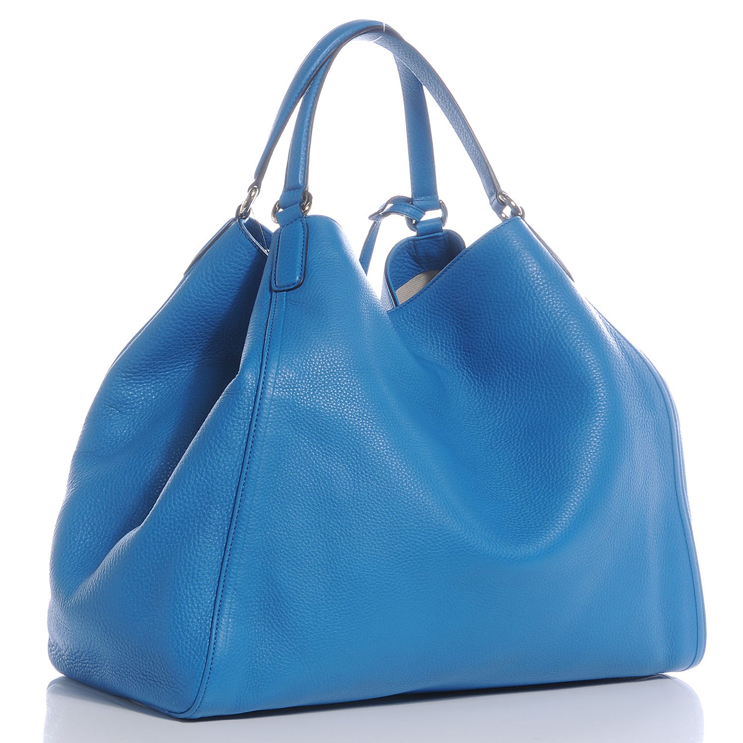 Pebbled Calfskin Large Soho Shoulder Bag Riviera Blue