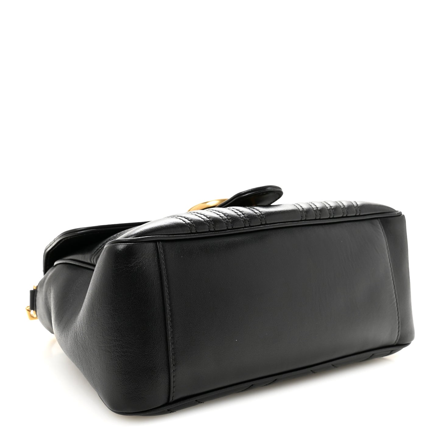 Calfskin Matelasse Small GG Marmont Top Handle Shoulder Bag Black