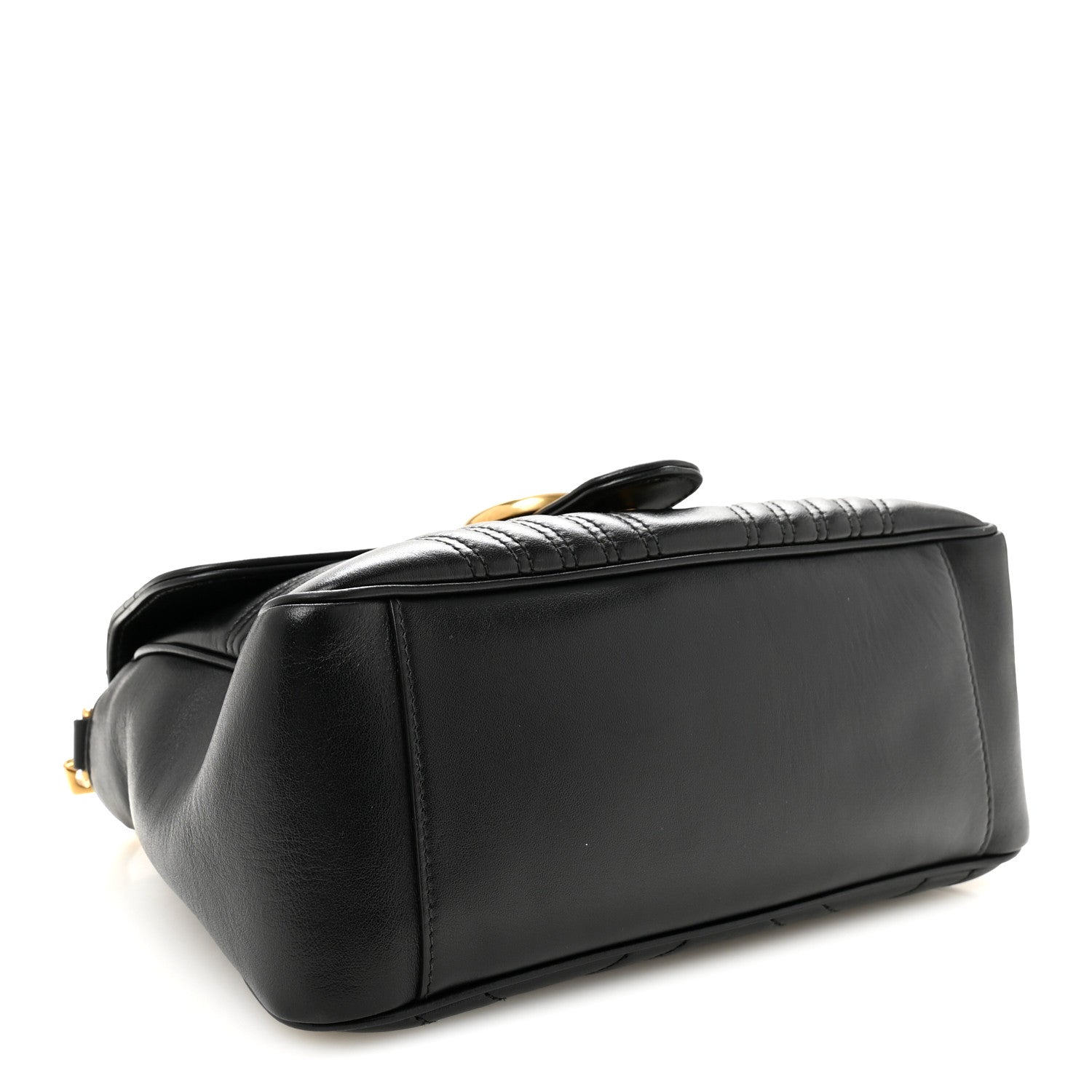 Gucci Calfskin Matelasse Small GG Marmont Top Handle Shoulder Bag Black 4 of 10