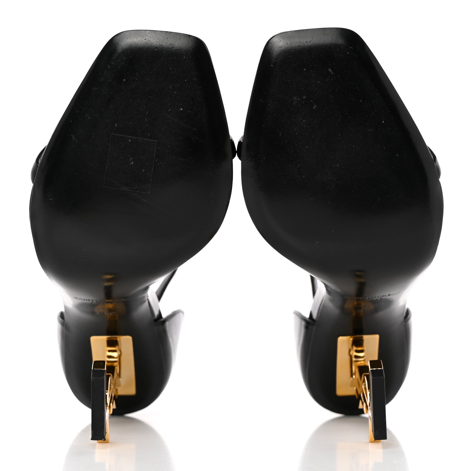 Saint Laurent Patent Calfskin Opyum 110 Sandals 38.5 Black Gold 6 of 17
