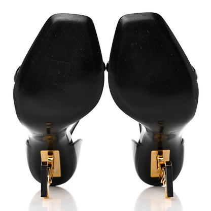 Saint Laurent Patent Calfskin Opyum 110 Sandals 38.5 Black Gold 6 of 17