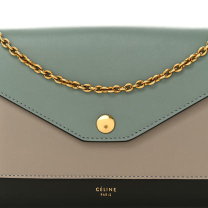 Celine Smooth Calfskin Tri-Color Clutch on a Chain Jade 8 of 10