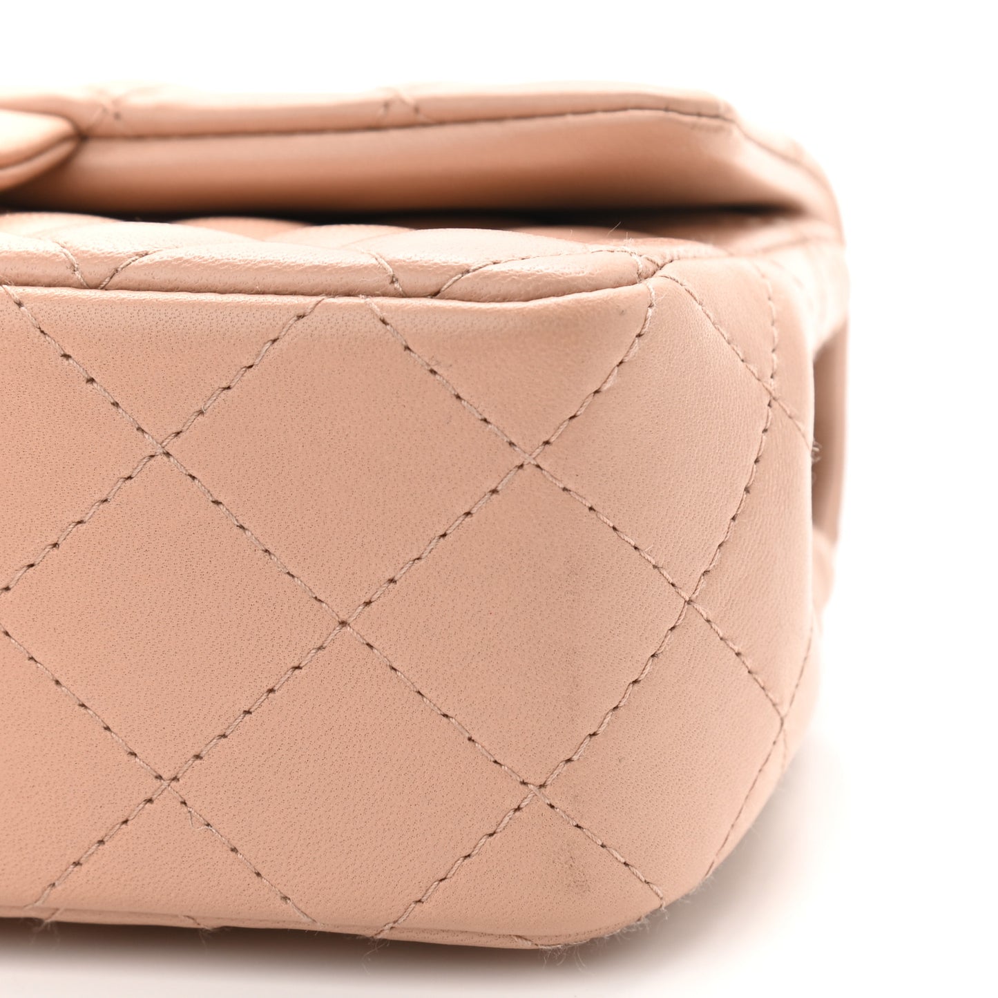 Lambskin Quilted Mini Rectangular Flap Beige