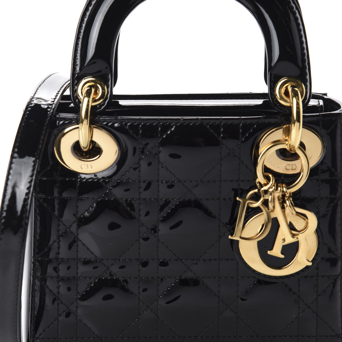 Patent Cannage Mini Lady Dior Black
