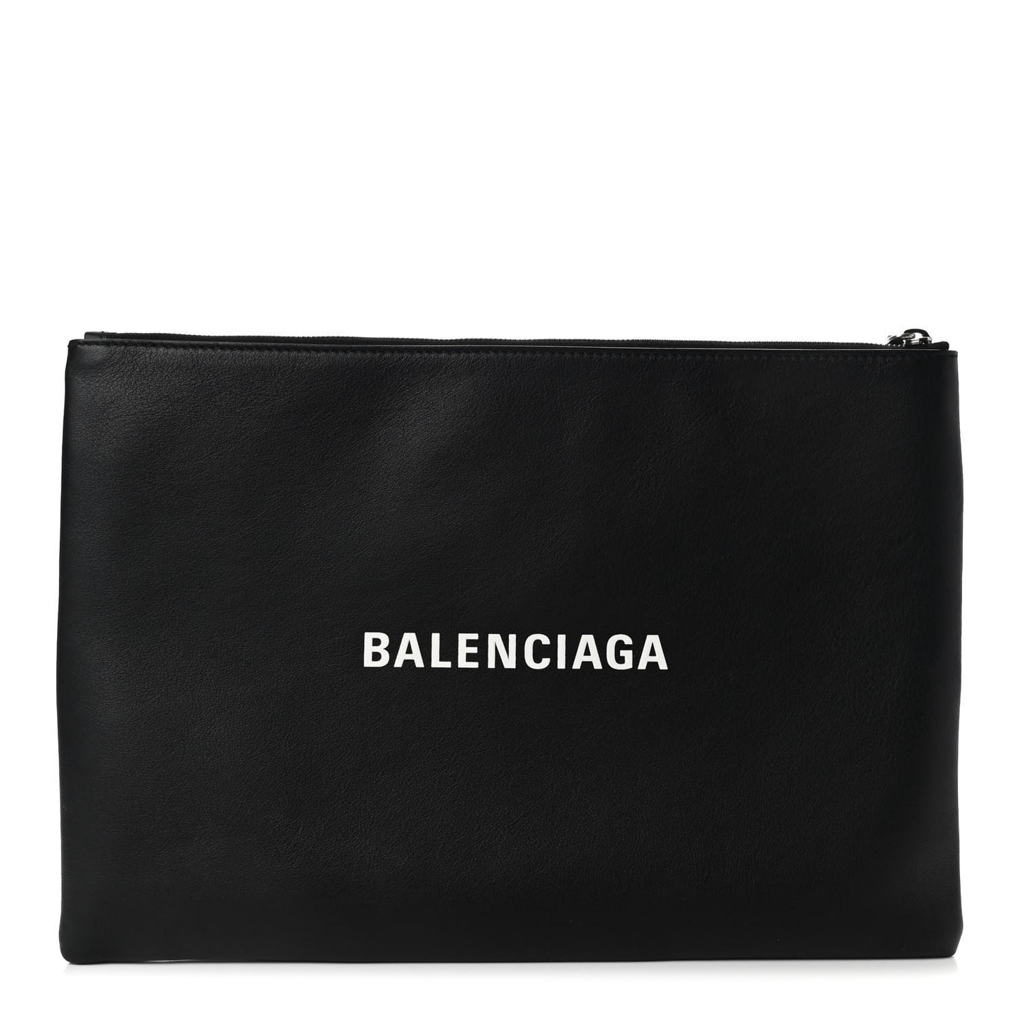 Smooth Calfskin Logo Zip Pouch Black Fluo Yellow
