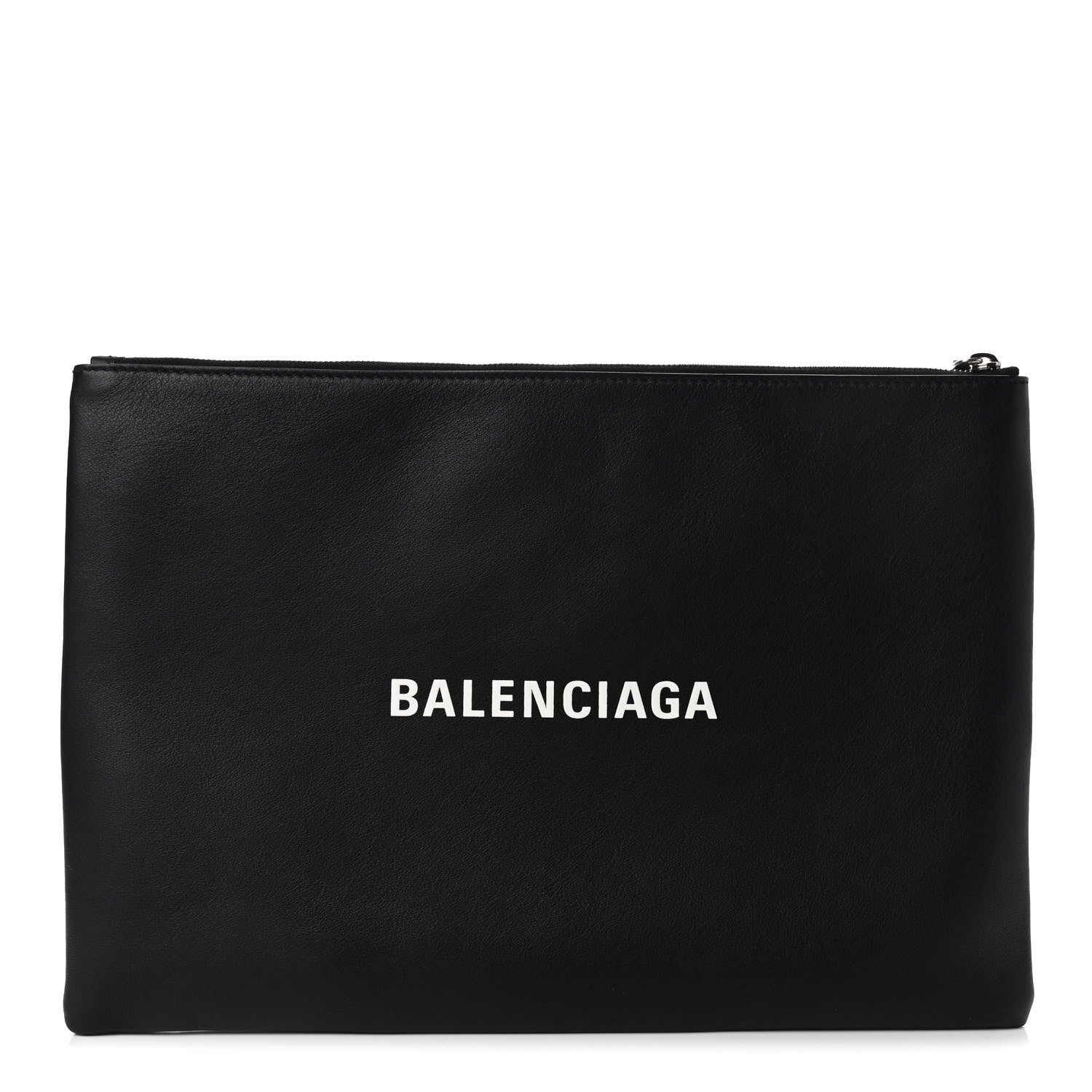 Balenciaga Smooth Calfskin Logo Zip Pouch Black Fluo Yellow 1 of 8