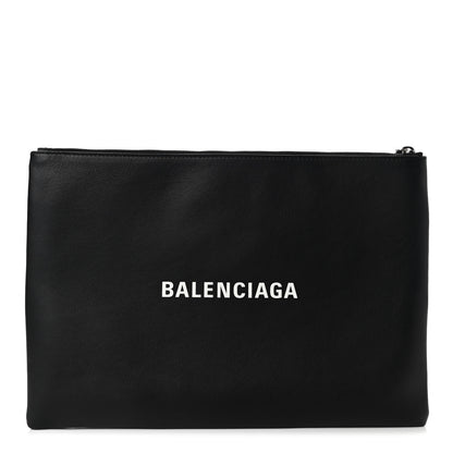 Balenciaga Smooth Calfskin Logo Zip Pouch Black Fluo Yellow 1 of 8