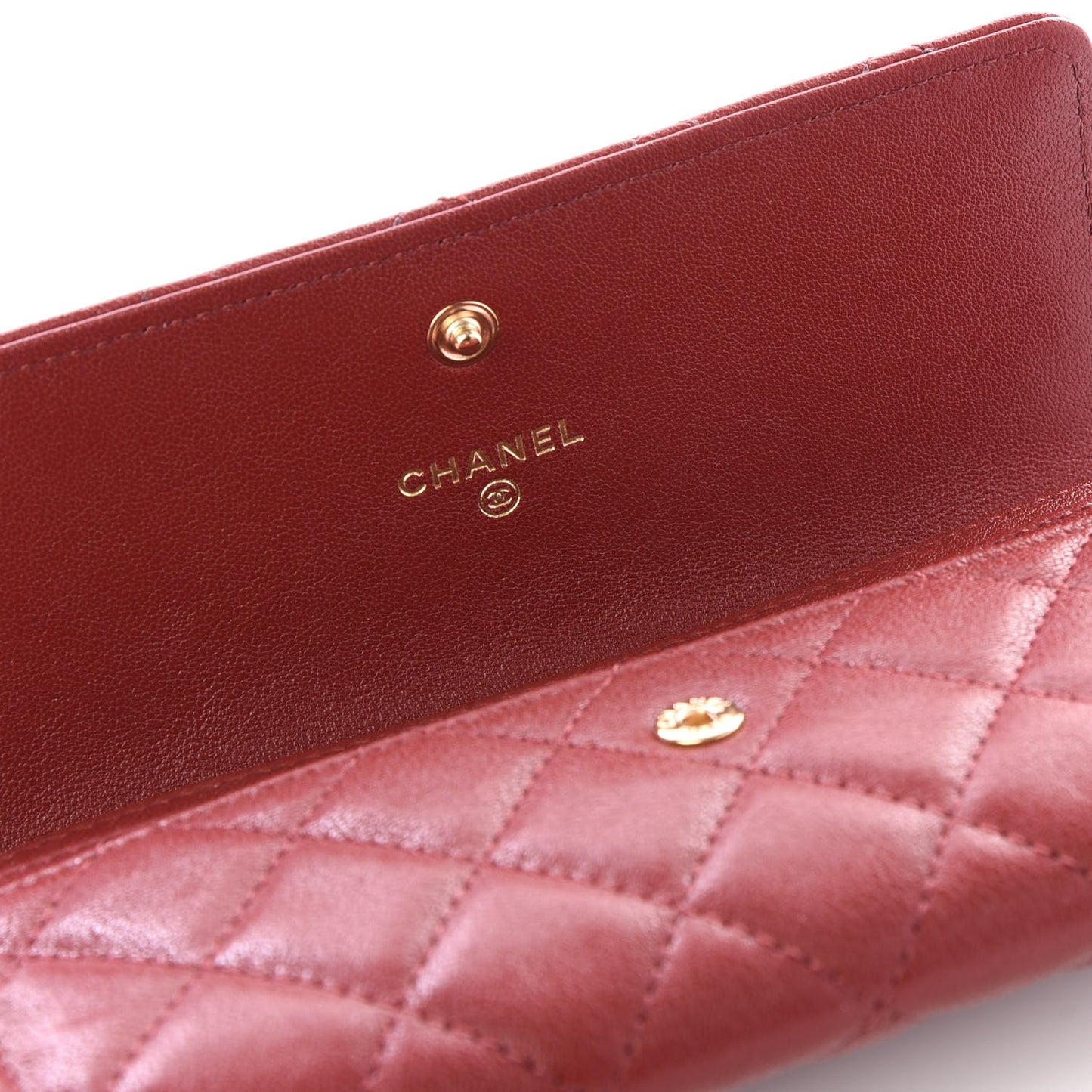 Lambskin Quilted Medium 19 Flap Wallet Burgundy
