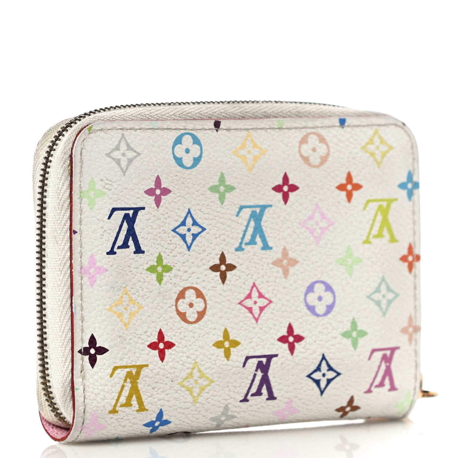 Louis Vuitton Monogram Multicolor Zippy Coin Purse Wallet White Litchi 3 of 14
