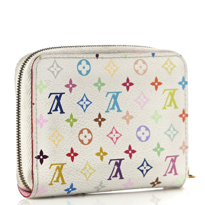 Louis Vuitton Monogram Multicolor Zippy Coin Purse Wallet White Litchi 3 of 14
