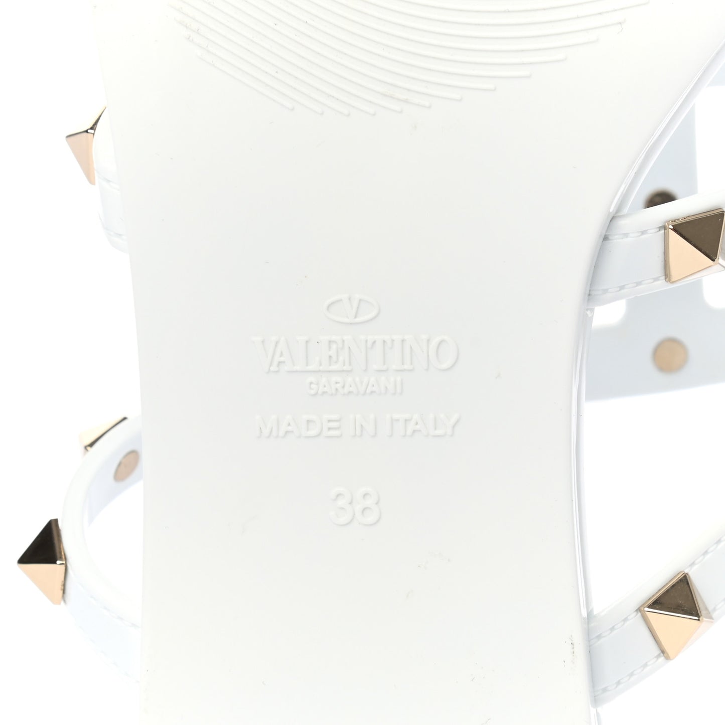 PVC Jelly Rockstud Caged Flat Thong Sandals 38 Optic White