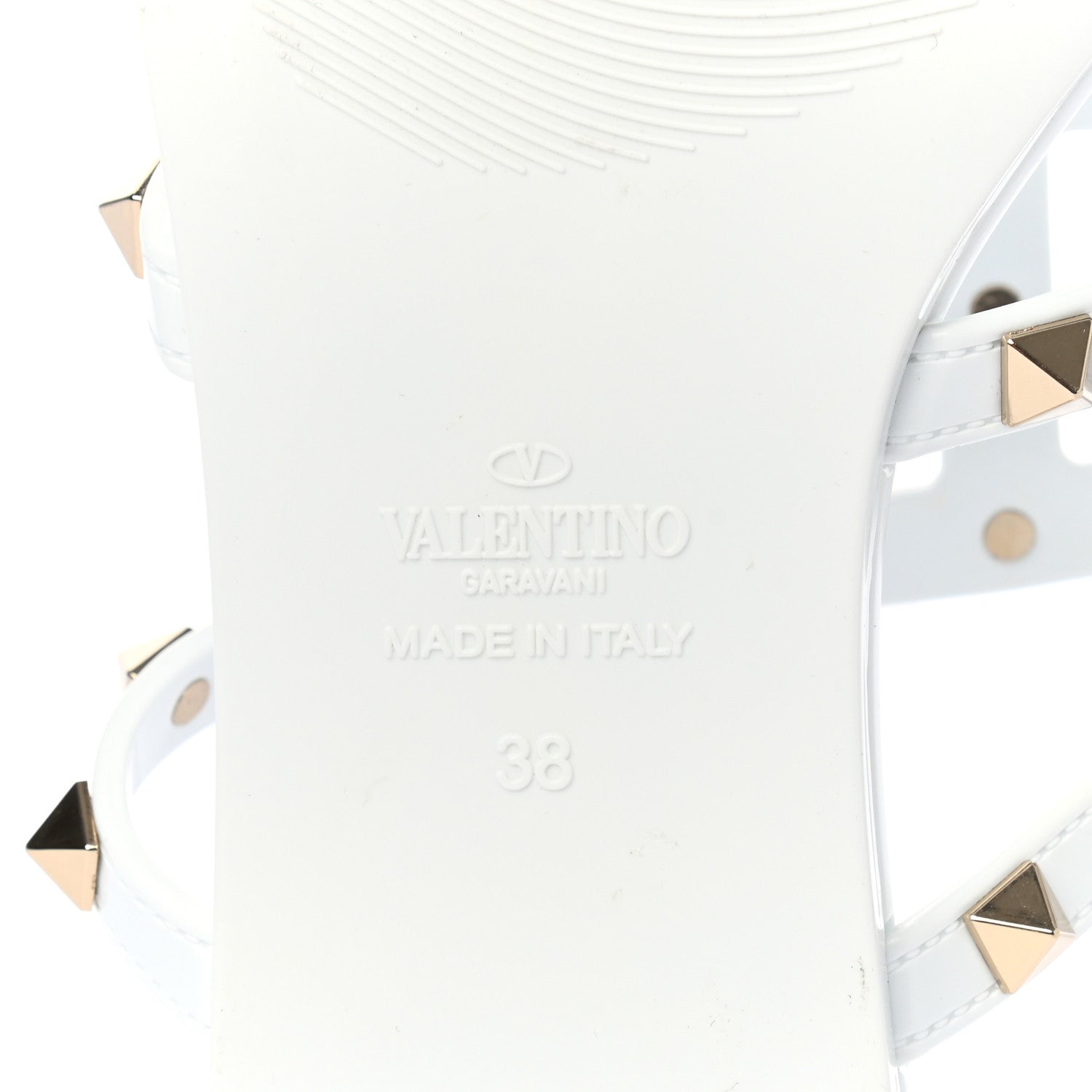 Valentino Garavani PVC Jelly Rockstud Caged Flat Thong Sandals 38 Optic White 6 of 8