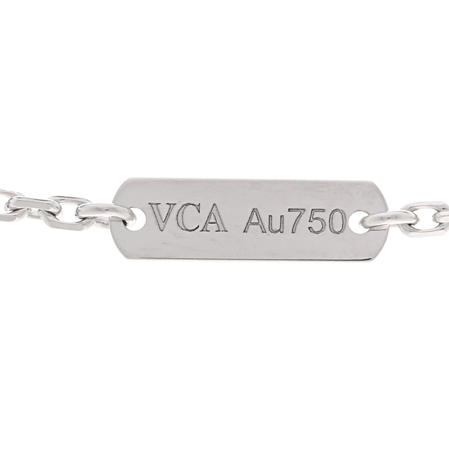 Van Cleef & Arpels 18K White Gold Chalcedony Vintage Alhambra Pendant Necklace 4 of 6