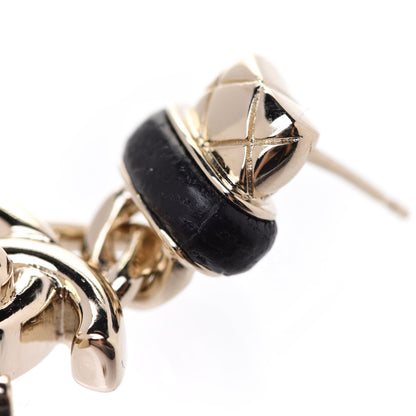 Chanel Lambskin CC Turnlock Drop Earrings Gold Black 5 of 5