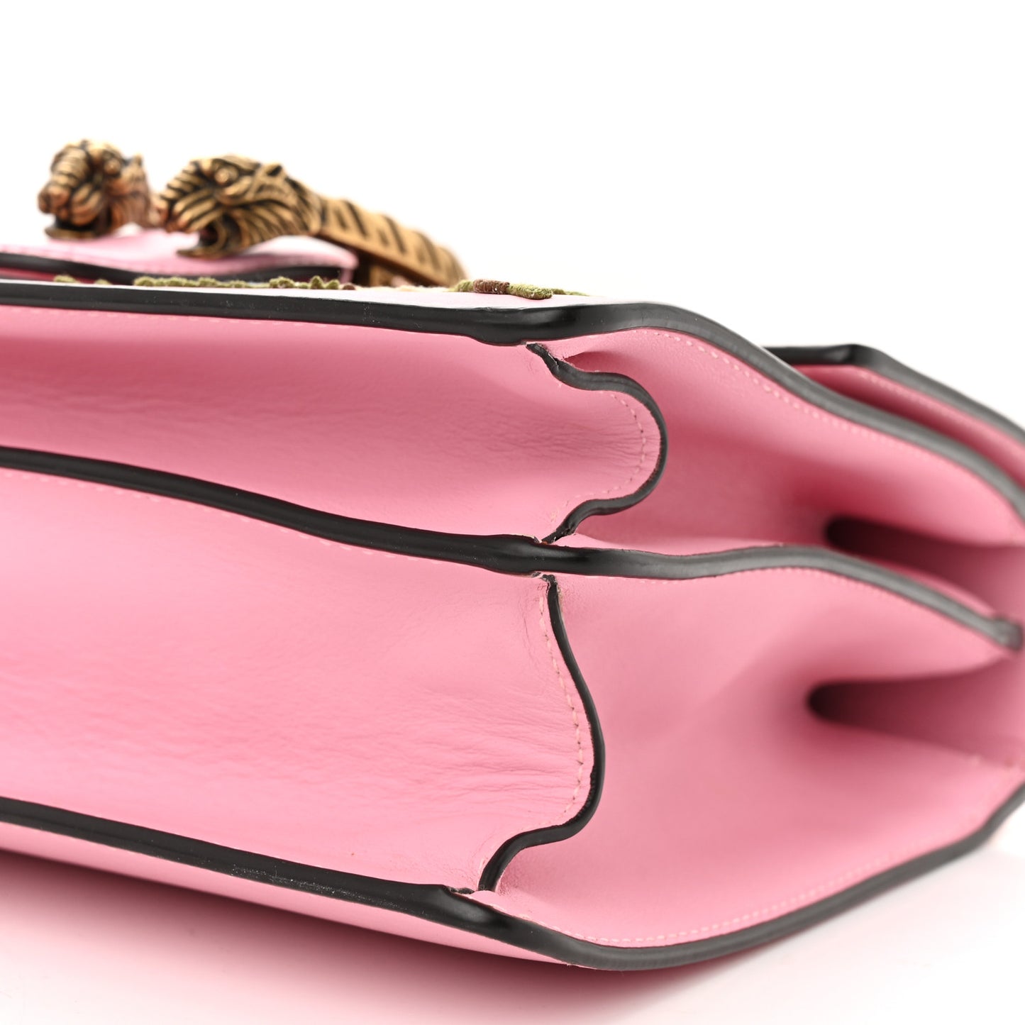 Calfskin Bamboo Web Embroidered Medium Dionysus Top Handle Bag Pink