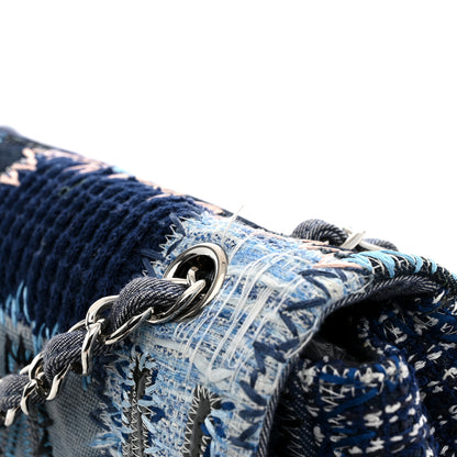 Chanel Denim Tweed Patchwork Jumbo Single Flap Blue 11 of 11
