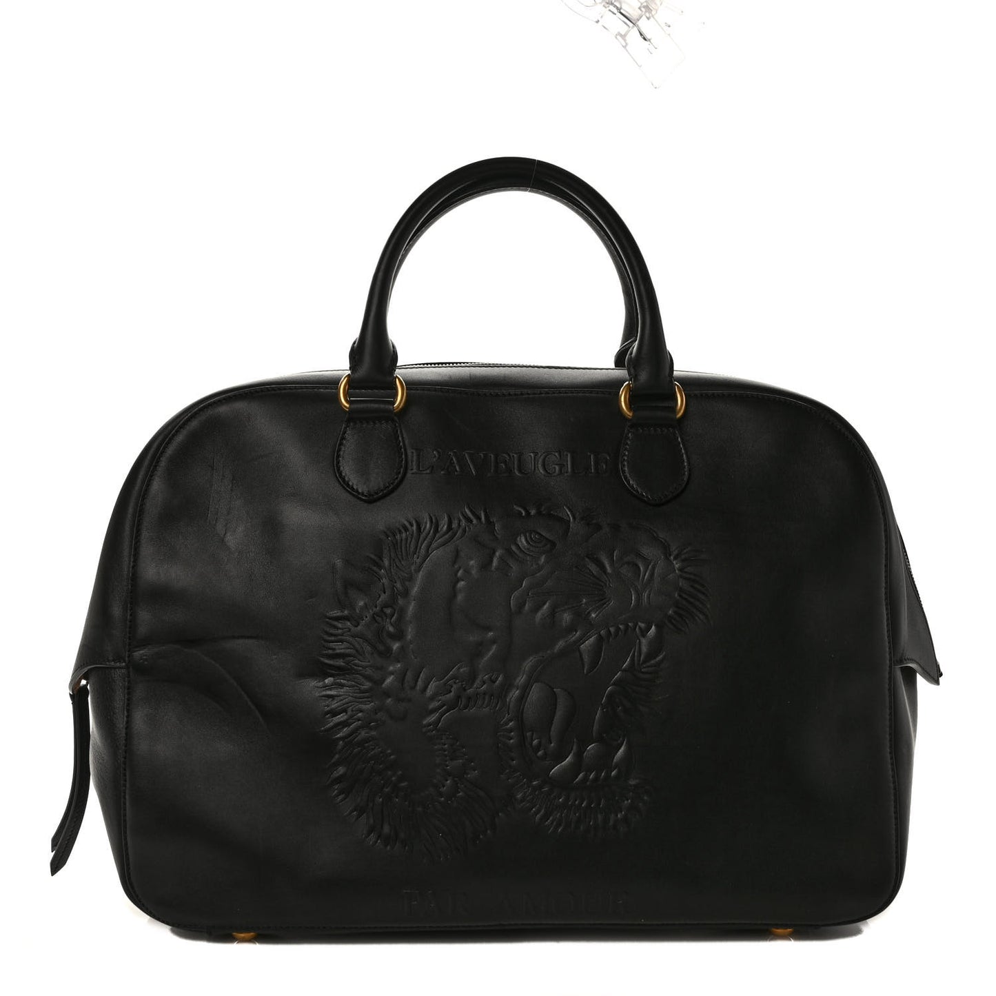 Calfskin Embossed L'Aveugle Par Amour Duffle Black