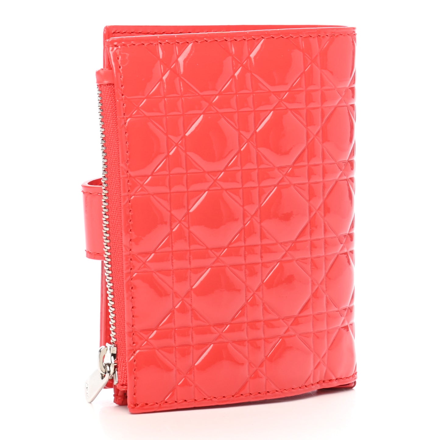 Patent Cannage Lady Dior Wallet Coral