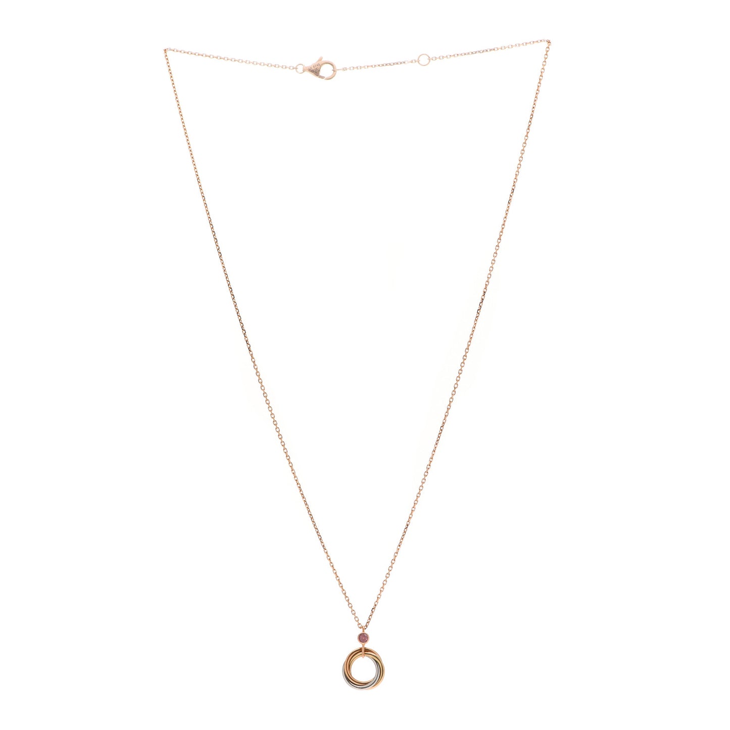 18K Pink Yellow White Gold Pink Sapphire Trinity Pendant Necklace