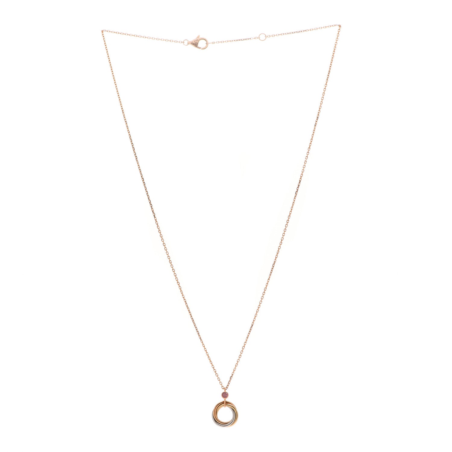 Cartier 18K Pink Yellow White Gold Pink Sapphire Trinity Pendant Necklace 3 of 5
