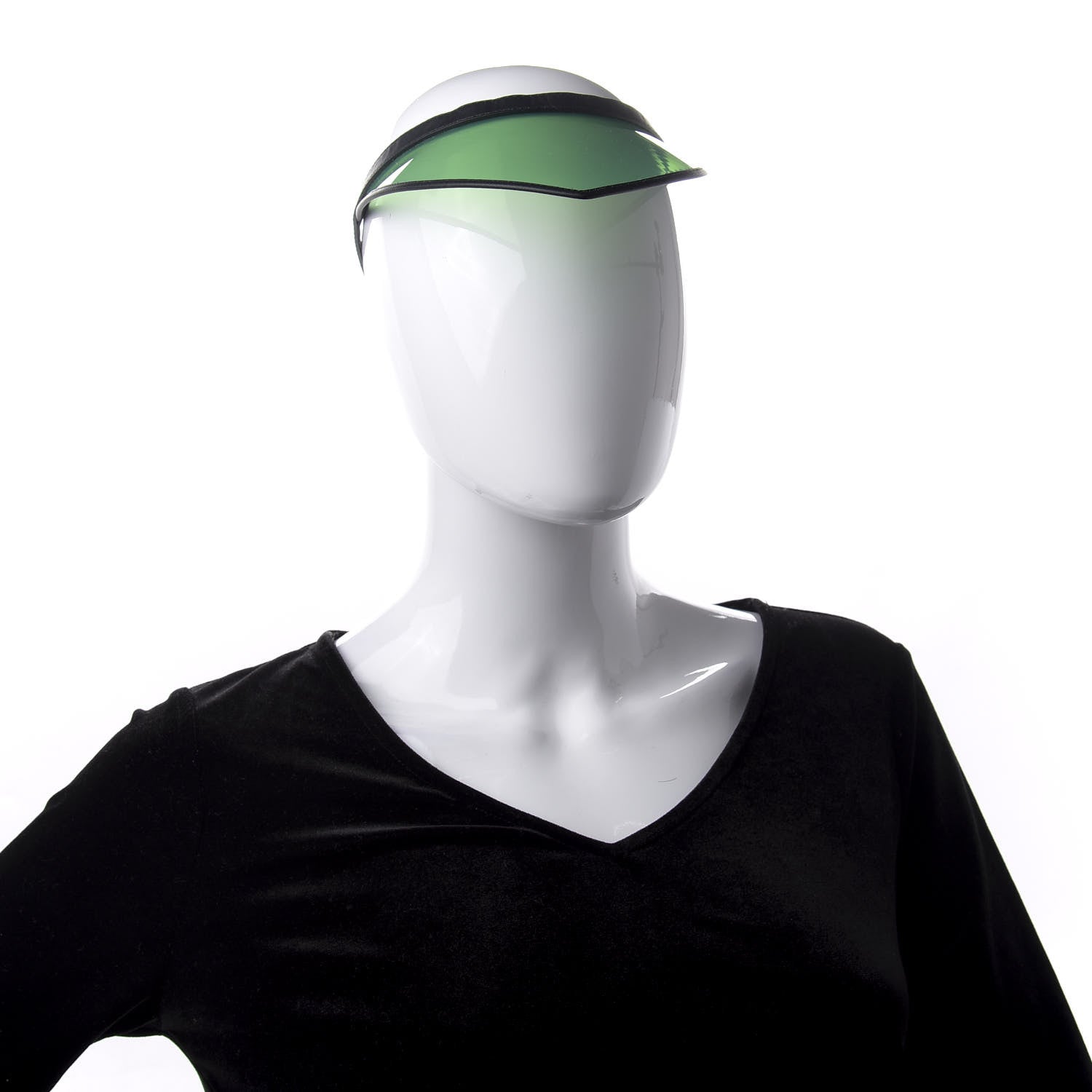 Gucci Calfskin Vinyl Visor S Black Green 2 of 7