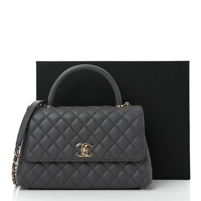 Chanel Caviar Quilted Small Coco Handle Flap Dark Grey 11 of 11