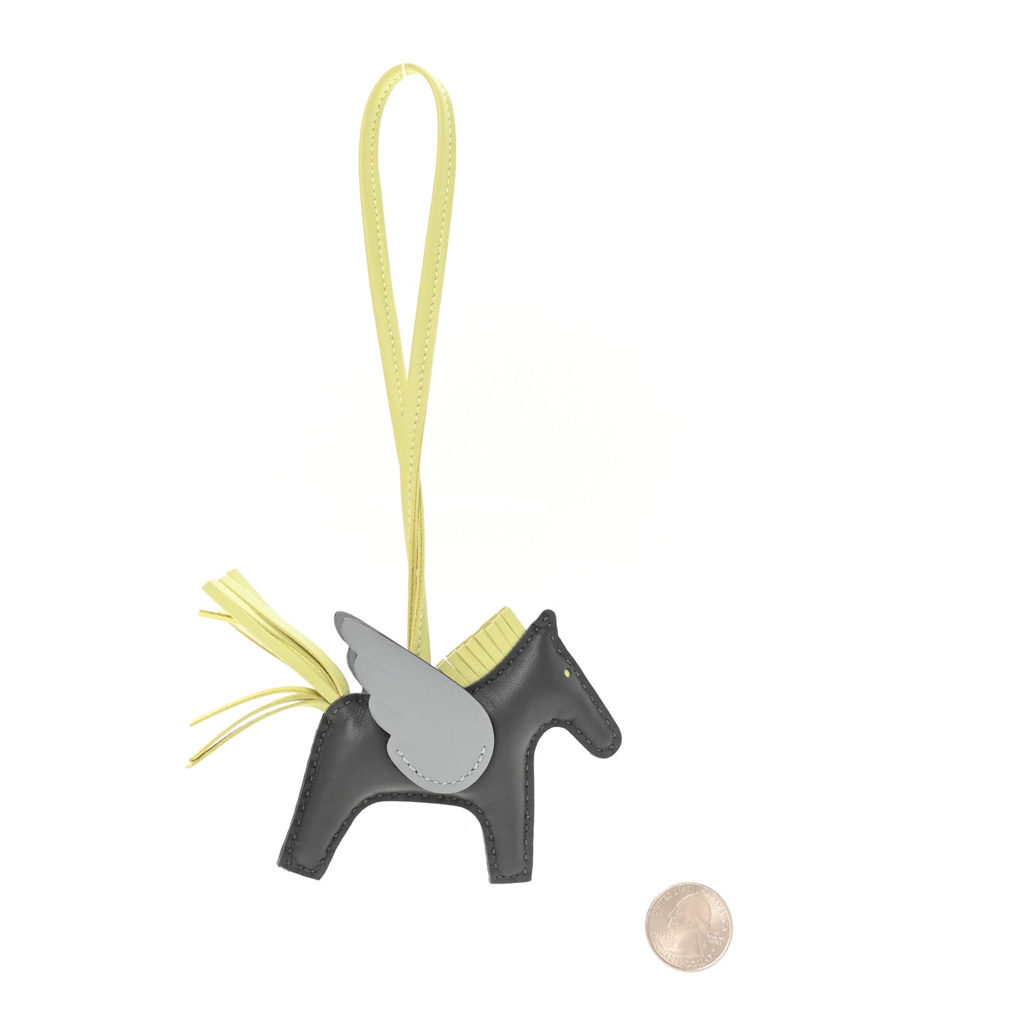 Milo Lambskin Grigri Rodeo Pegase Horse Bag Charm PM Ardoise Jaune Bourgeon Black