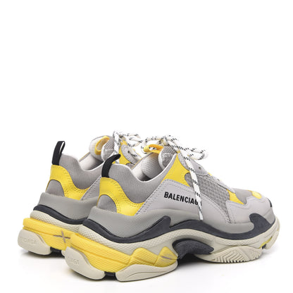 Balenciaga Fabric Mesh Womens Triple S Sneakers 38 Yellow Grey White 4 of 7