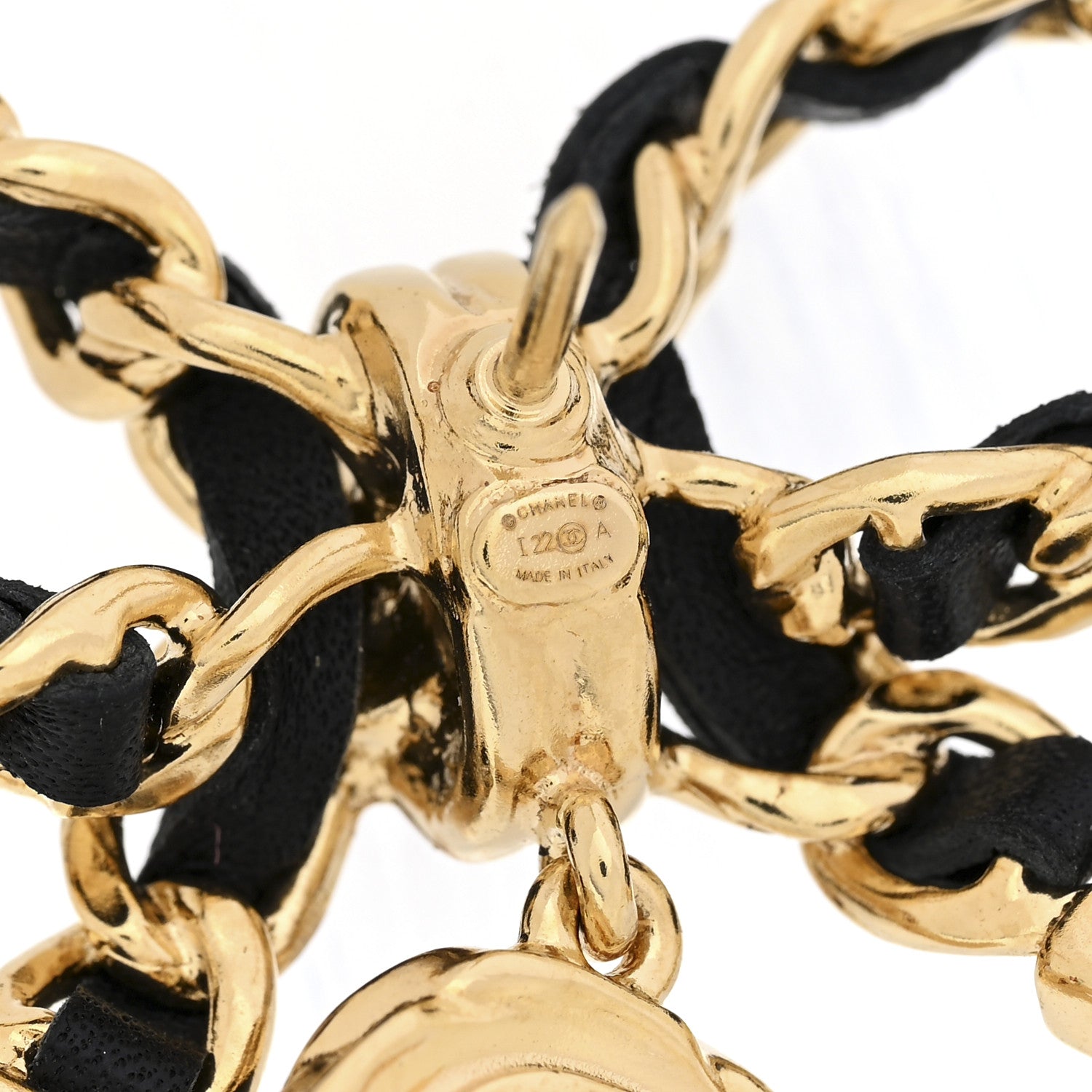 Chanel Lambskin Chain CC Bow Brooch Gold Black 3 of 3
