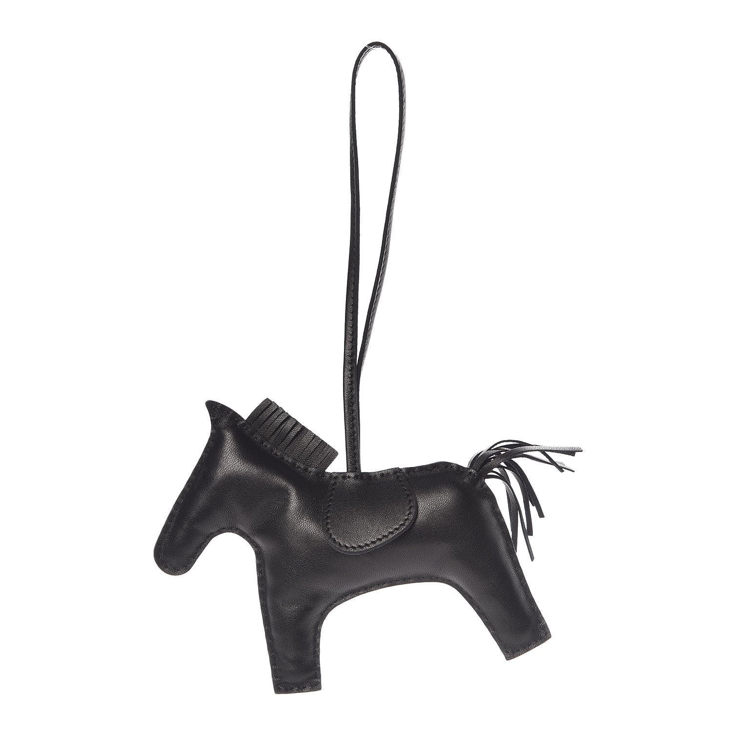 Hermes Milo Lambskin Grigri Rodeo Horse Bag Charm GM So Black 1 of 3