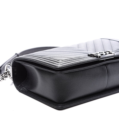 Chanel Caviar Chevron Quilted New Medium Boy Flap Black 7 of 10