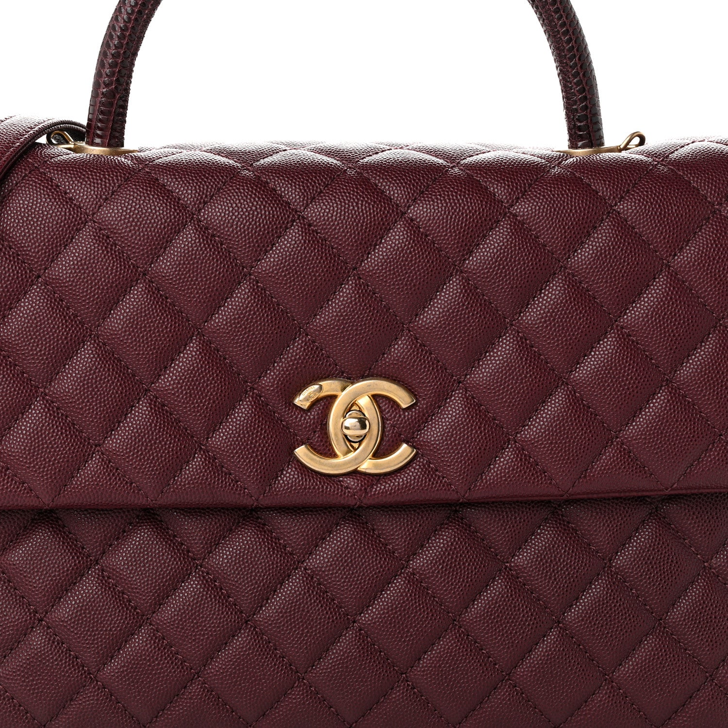 Chanel Caviar Lizard Quilted Medium Coco Handle Flap Burgundy 8 of 11