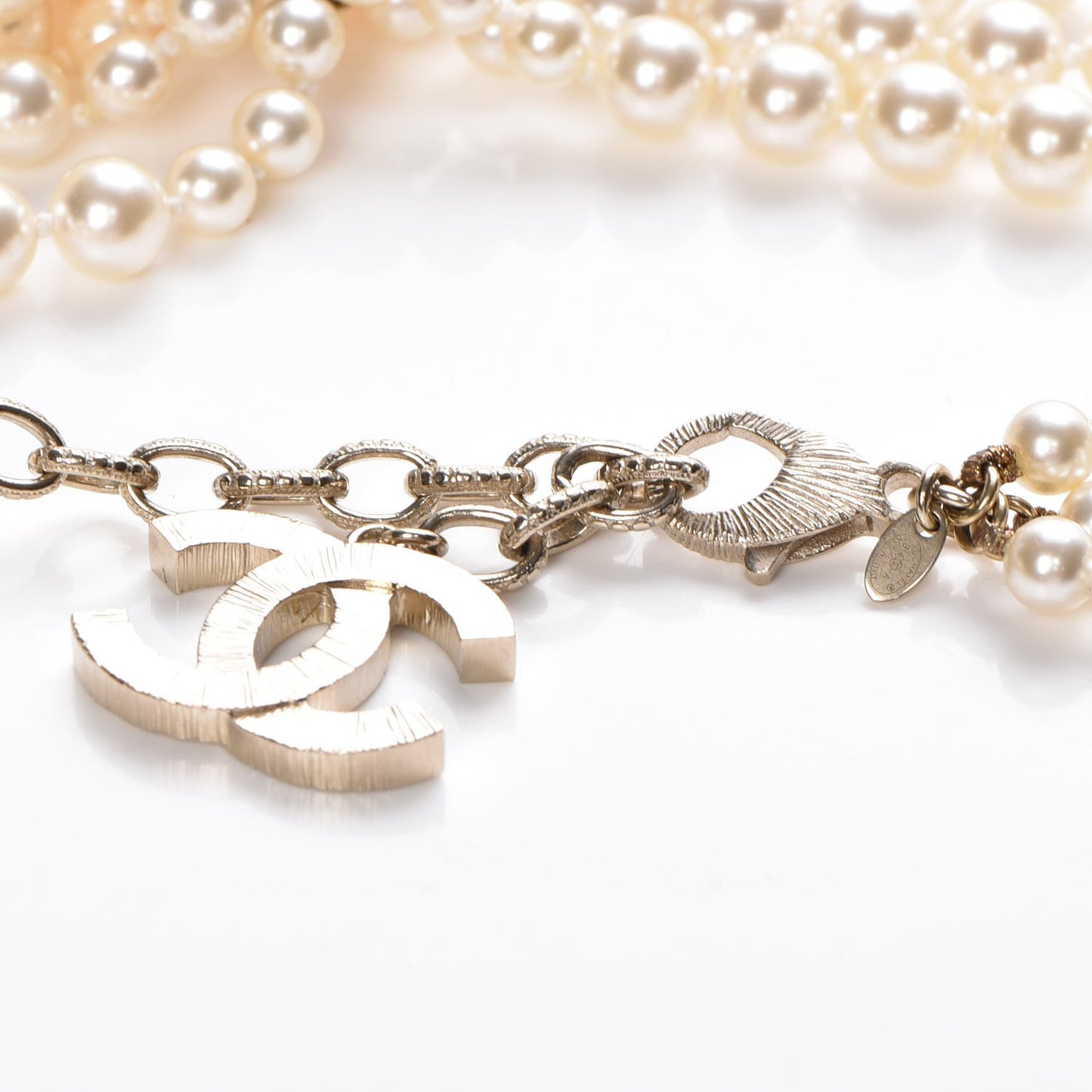 Pearl Multi Strand CC Necklace Gold