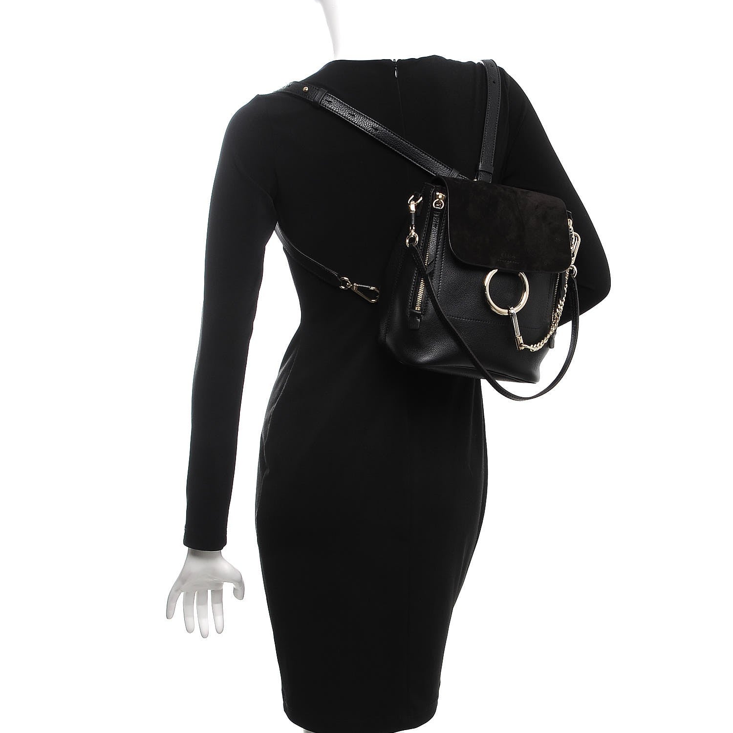 Chloe Suede Calfskin Small Faye Backpack Black 2 of 7