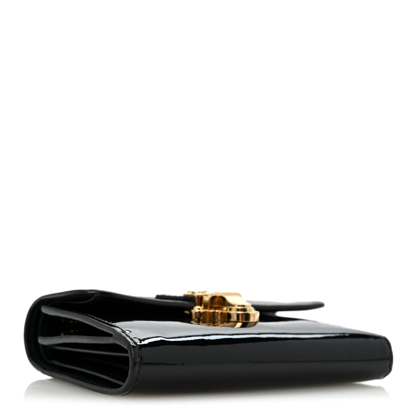Patent Calfskin Monogram Cherrywood Compact Wallet Black