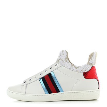 Gucci Calfskin Lace Ayers Sylvie Web New Womens Ace High Top Sneakers 35 White 1 of 9
