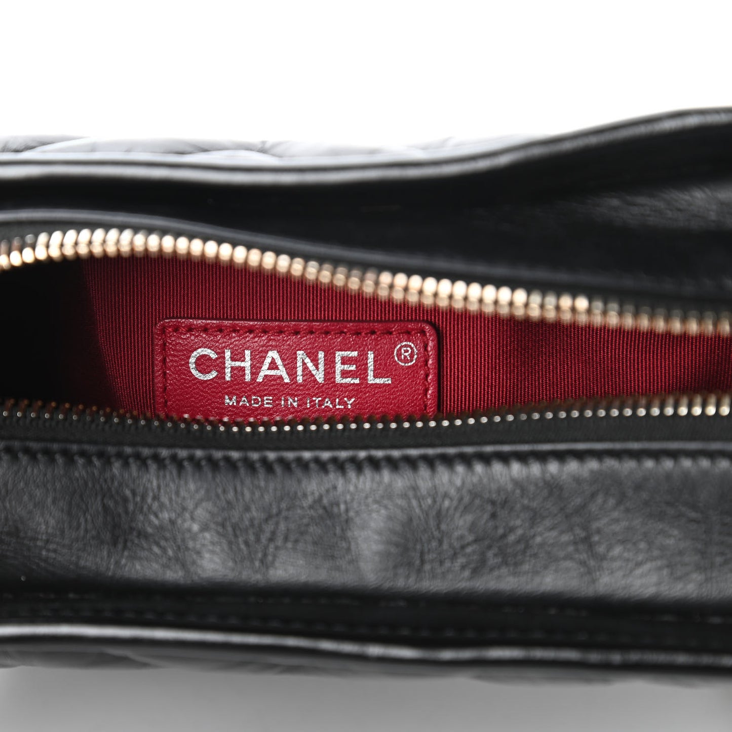 Aged Calfskin Chevron Quilted Small Gabrielle Hobo Black