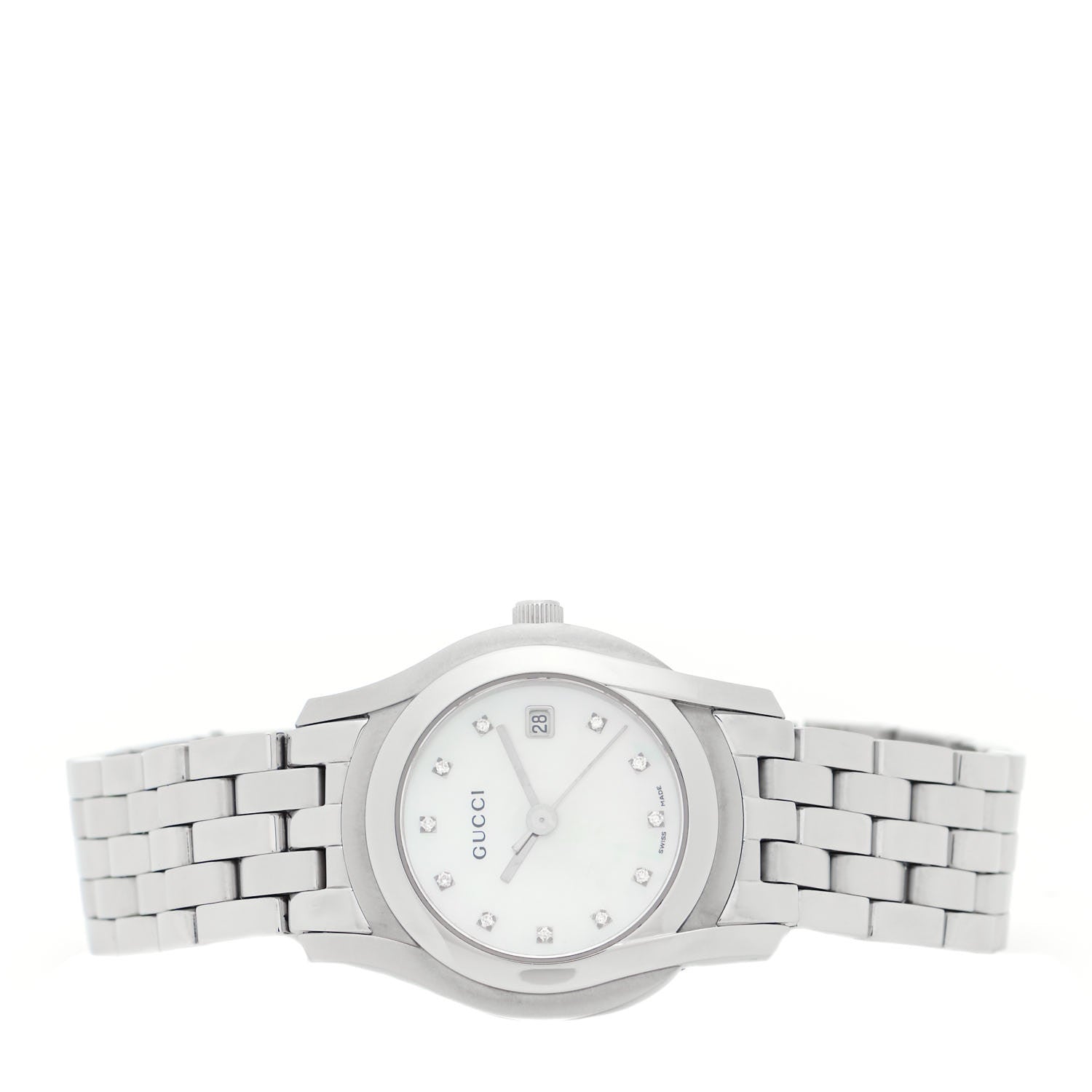 Gucci Stainless Steel Diamond Mother of Pearl 27mm 5500L Quartz Watch 2 of 5