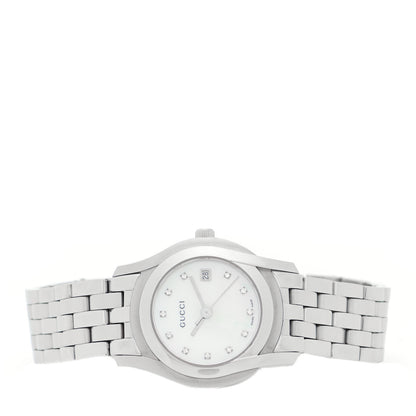 Gucci Stainless Steel Diamond Mother of Pearl 27mm 5500L Quartz Watch 2 of 5