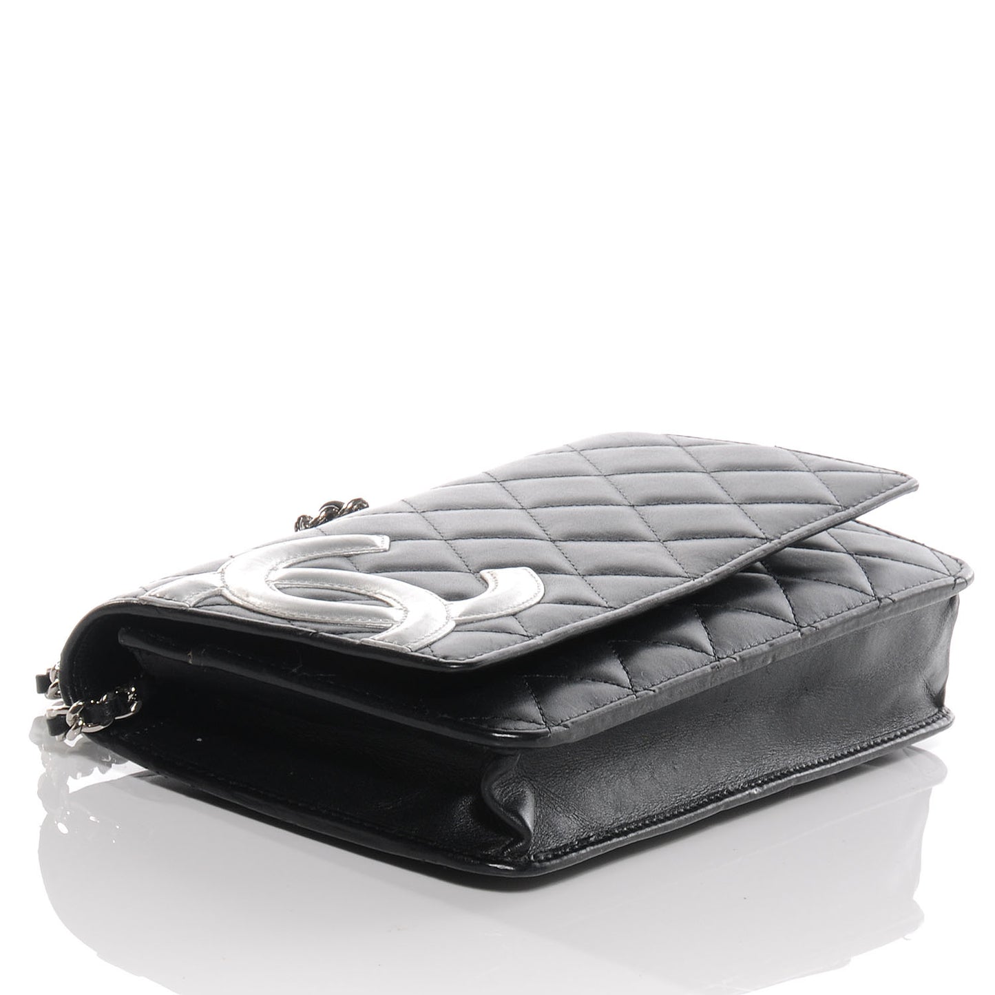 Calfskin Quilted Cambon Wallet On Chain WOC Black