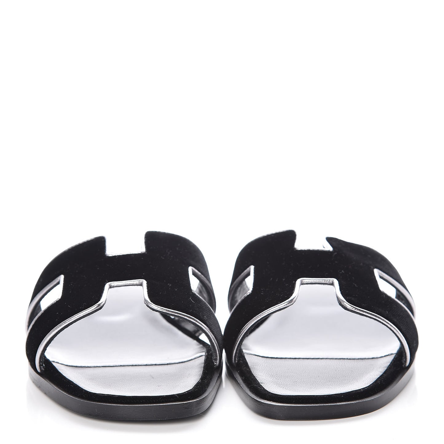 Velvet Nappa Oran Sandals 36 Black Argent Vieilli